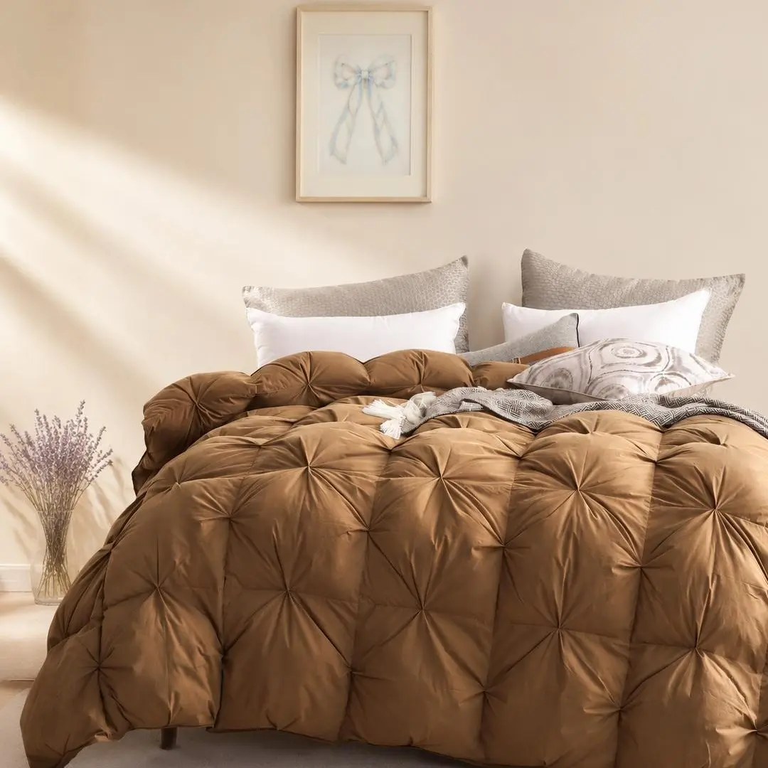 Feather Down Pinch Pleat Comforter - 100% Cotton Fabric, All-Season Duvet Insert with 8 Tabs, Warmth, Fluffy Design duvetcover Responsibly Sourced Luxury-DealsForYouDays