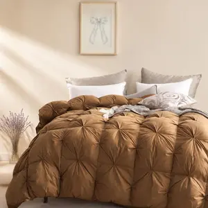 Feather Down Pinch Pleat Comforter - 100% Cotton Fabric, All-Season Duvet Insert with 8 Tabs, Warmth, Fluffy Design duvetcover Responsibly Sourced Luxury