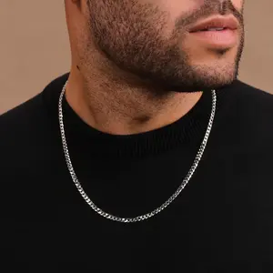 Stainless steel Cuban chain necklace, 18, 20, 22, 24, 26 inches, 3.5/5 mm. Stainless steel necklace in silver/black/14K gold plated, suitable for men