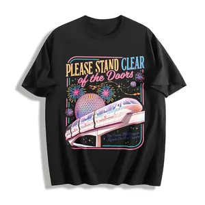Please Stand Clear Of The Doors Shirt, Retro Monorail Tee, Magic Family Trip Outfit, Funny Theme Park Vacation, Oversized Top
