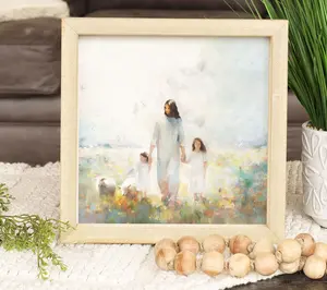 Sincere Surroundings 10" Jesus Children Art Rustic Frame