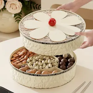 Flower Lid Divided Snack Tray with Lid, 4 Compartment Snackle Box, 1/2/3 Pack for Picnic Party