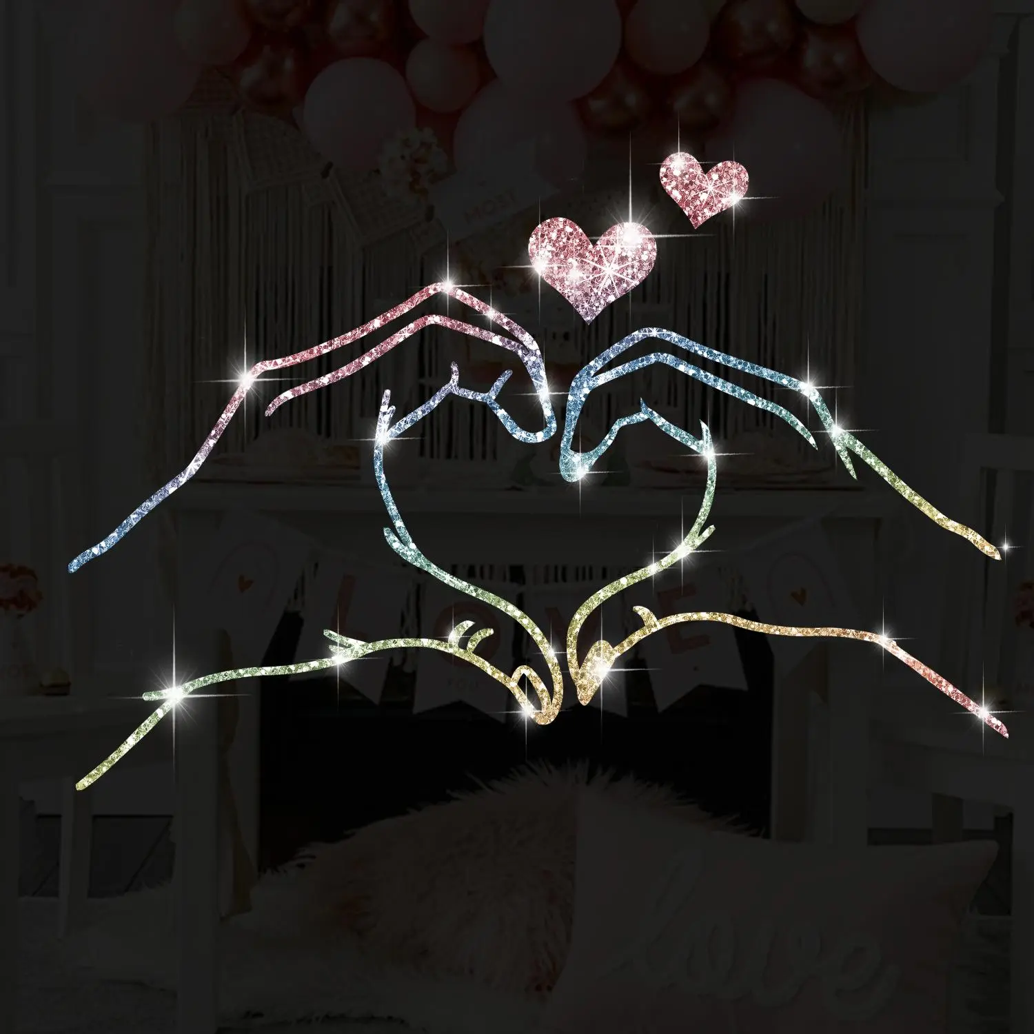 Rhinestone stickers love hand art stickers car window laptop decorations couple love gift cup stickers decoration