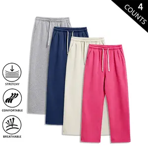 Men’s straight-leg casual pants, available in 4 colors; comfortable sweatpants with a drawstring waist; stretchy, breathable trousers for everyday wear
