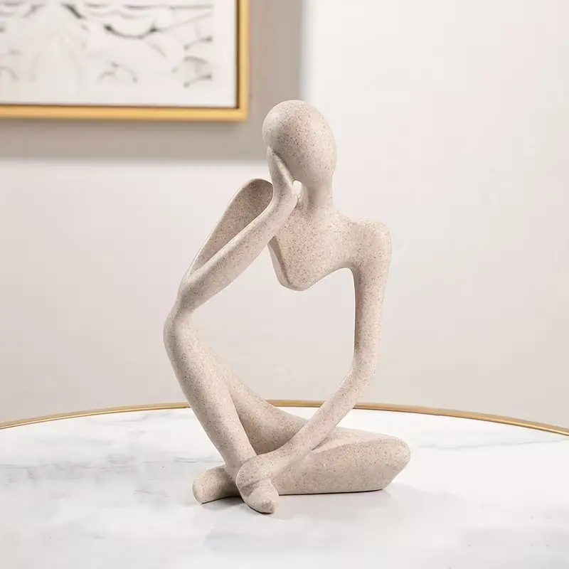 European-Style Light Luxury Mini Sandstone Thinker Figurine, Resin Crafted Decorative Statue for Home & Office, Living Room Decoration, Unique Artistic Accent Piece, Decorative Figurines, Home Decor Sculptures