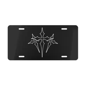 Tribal Gothic Cross License Plate – Dark Gothic Decorative Aluminum Car Tag, 12"x6", Pre-Drilled, Easy Install