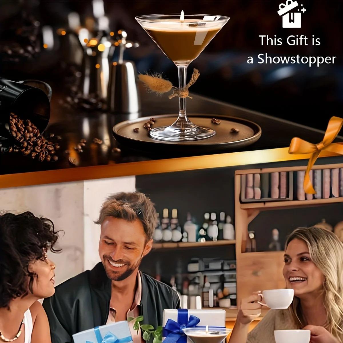 Coffee Martini Candle - Espresso & Martini Cocktail Scent with Coffee Bean Embellishments, Long-Lasting Soy Wax