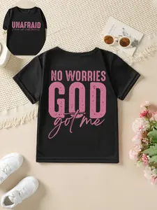 "No Worries God Got Me" Kids' Short Sleeve T-Shirt - Faith-Based "Unafraid" Graphic Tee, Christian Inspirational Kids Top, Soft Cotton Casual Shirt