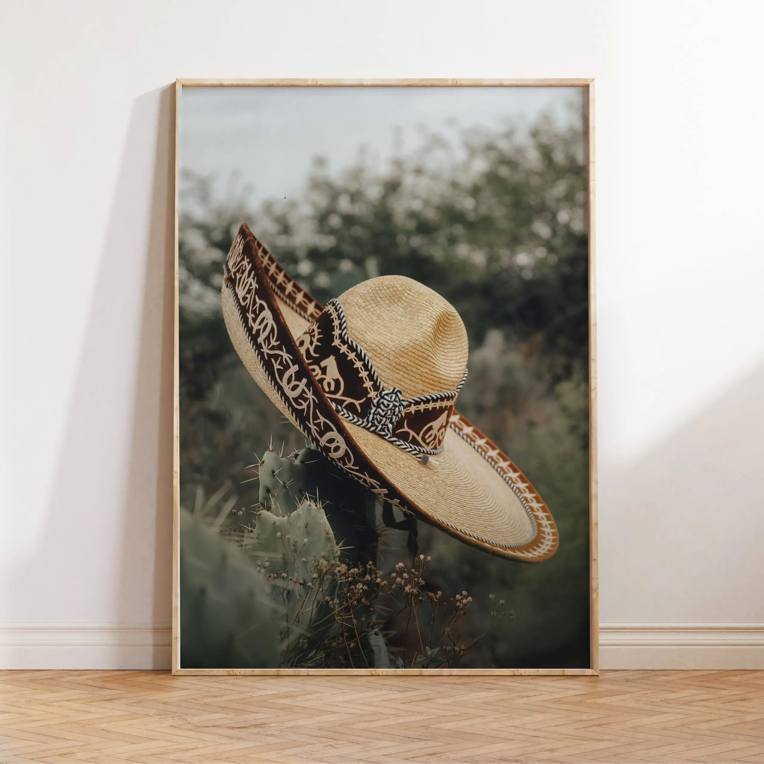 [UNFRAMED] Classic Sombrero Print Mexico Nopal Art Cactus Print Folklore