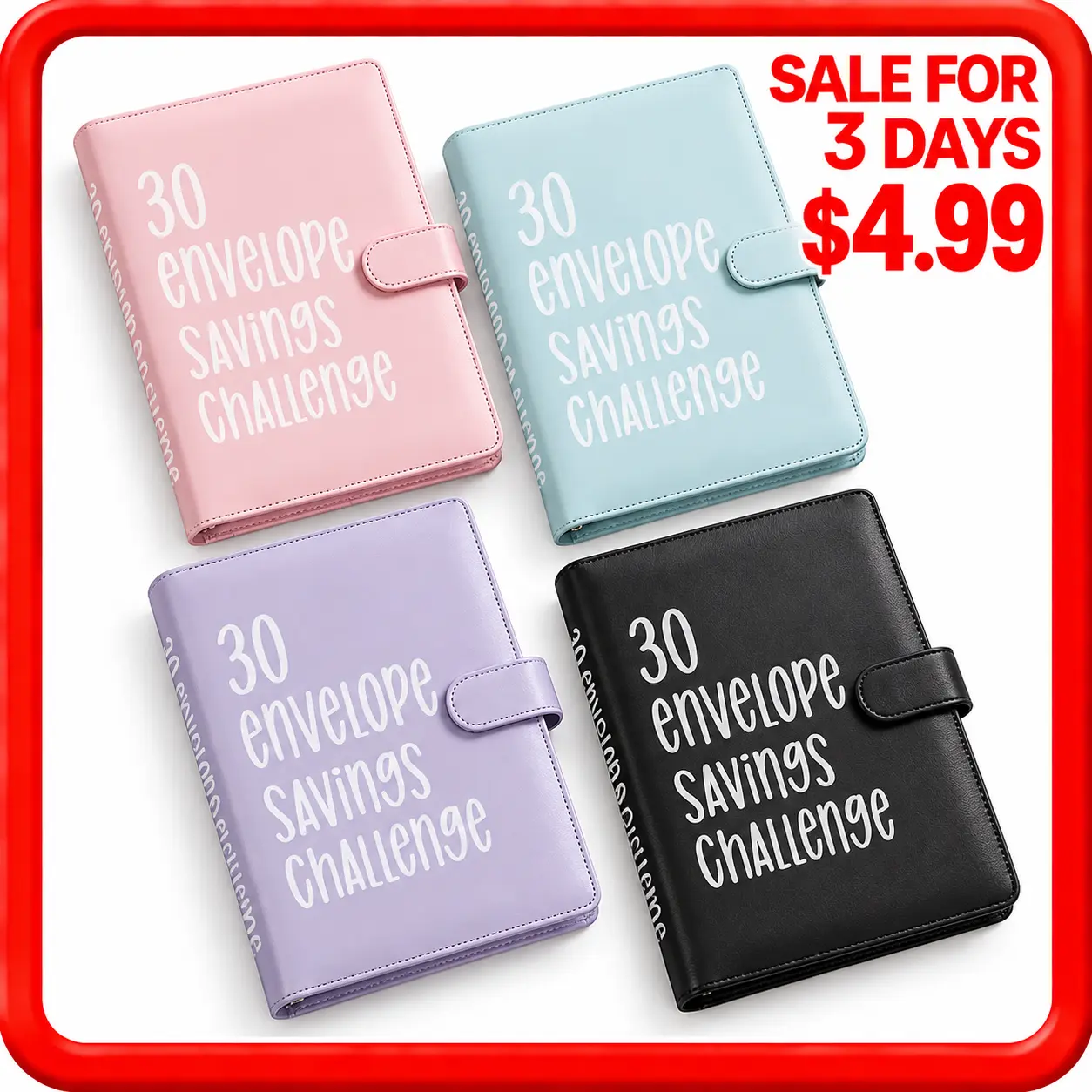 [Limited‑Time Offer] Exclusive Live Auction Price| 30 Days Envelope Savings Book with Insert, Front Checklist, Magnetic Closure & PVC Cover, Christmas Gift, sohochic