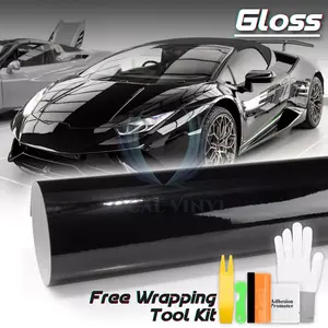 Gloss Black Glossy Car Vinyl Wrap Sticker Decal Sheet Air Release Bubble Free