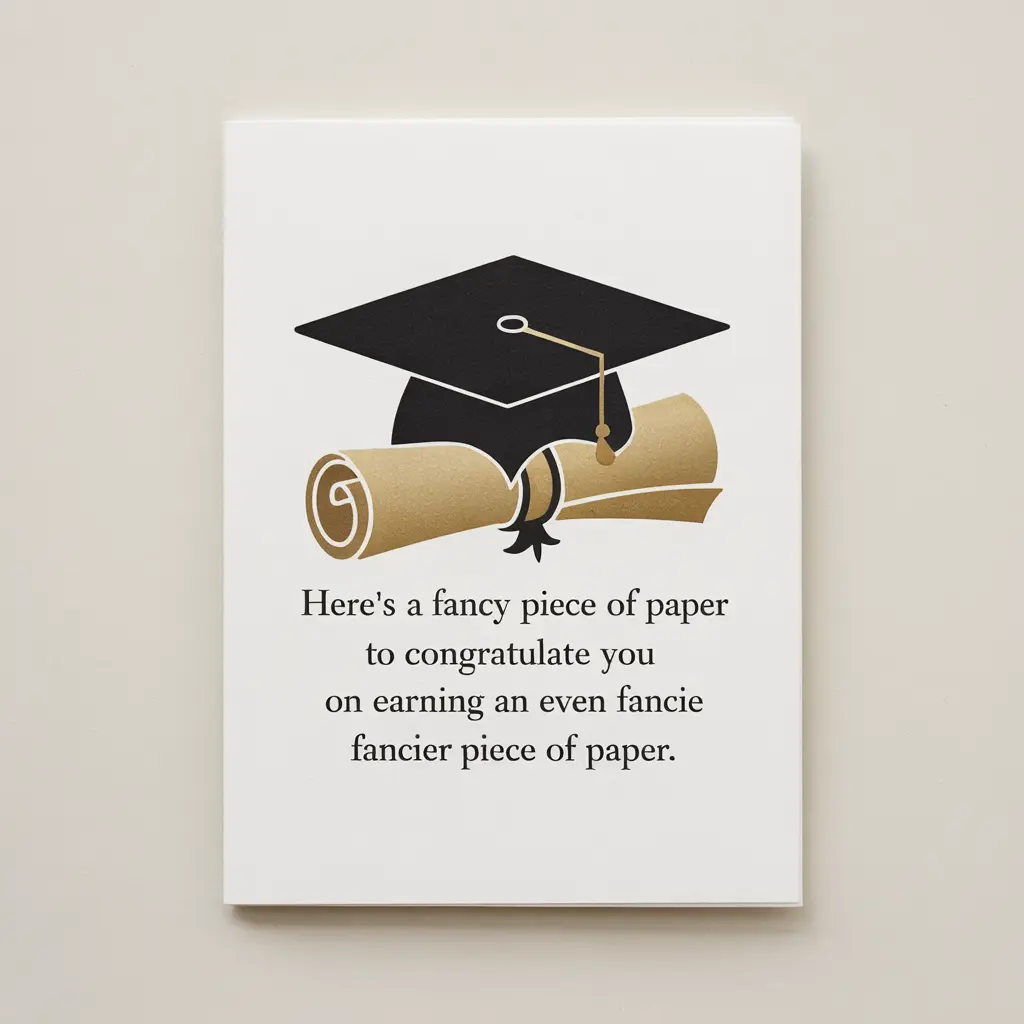 Graduation Congratulations Greeting Card - Humorous Design for New Grads - Blank Inside with Envelope