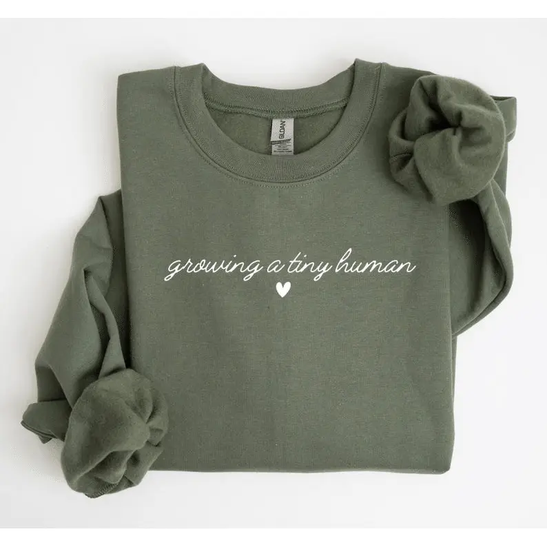 Pregnancy Announcement Sweatshirt, Vintage Retro Baby Bump Hoodie, Classic Maternity Pullover Sweater With Growing A Tiny Human Theme, Cute Mom To Be Hoodie And Pregnancy Sweatshirt Gift