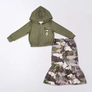 Hunting deer camo Print bell pants Girls set