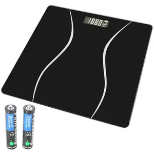 Digital Body Weight Scale, Auto On/Off, 4 High Accuracy Sensors, 180KG Capacity, LBS/KG Units, Tempered Glass Platform, Black, Durable for Home Use Healthcare