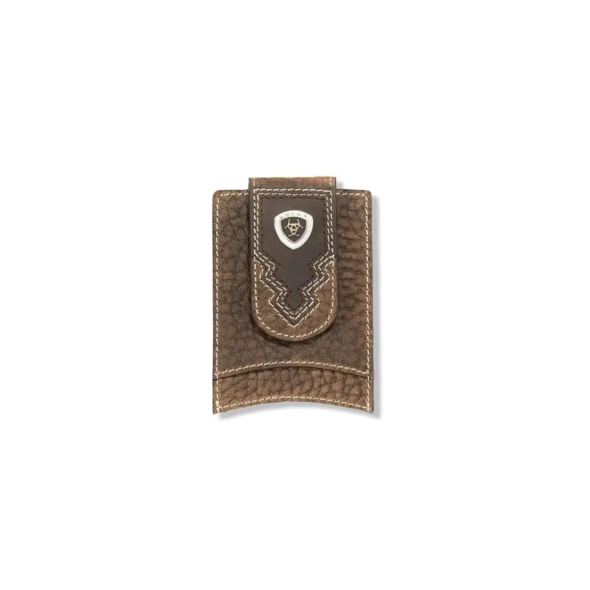 Ariat Men’s Leather Card Case Money Clip Wallet Rowdy Brown, Mens Wallet, Men's Minimalist Wallet