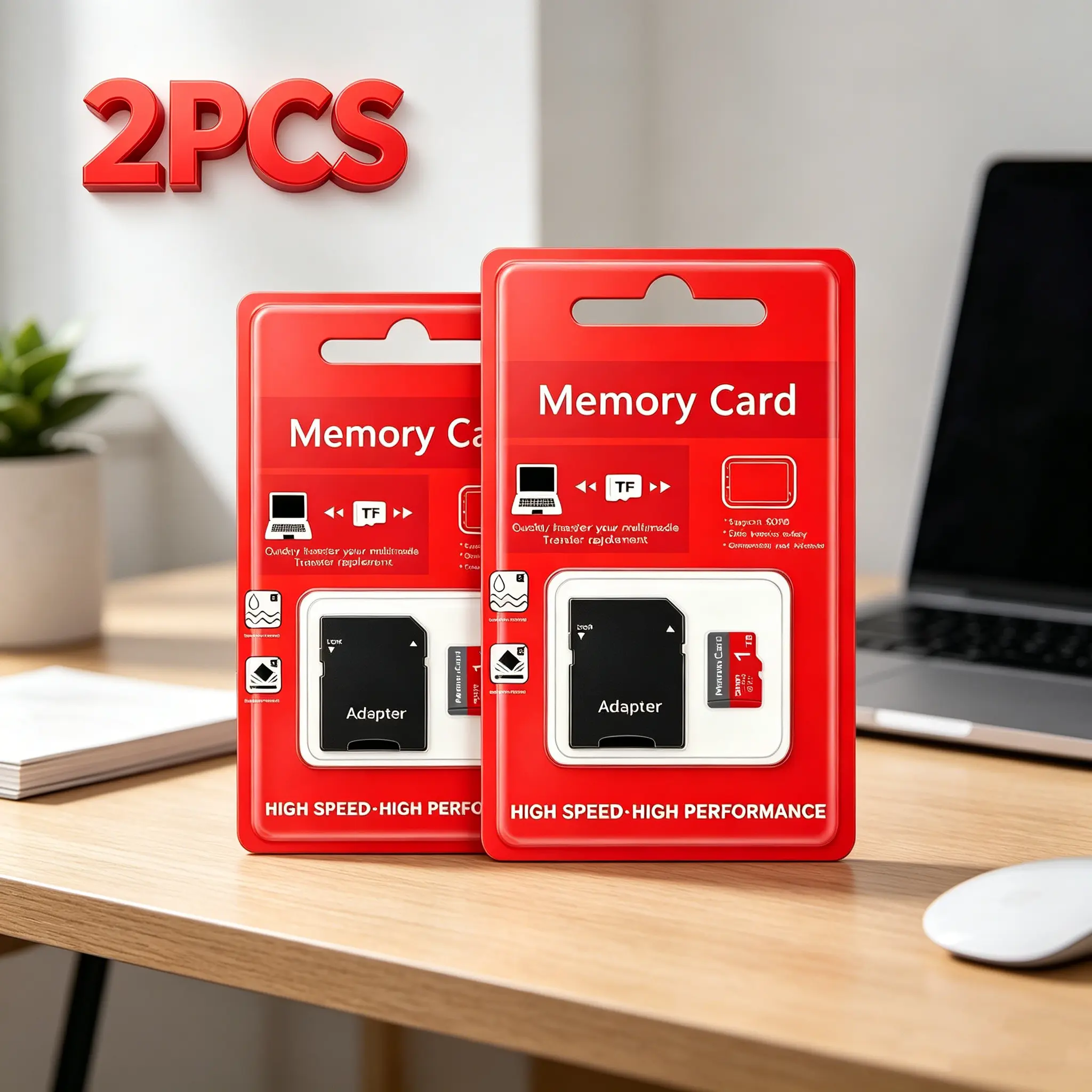 MicroSDXC Card for Dash Cams, 2 Pack Set SD Card for Mobile Phones, 1TB SD Memory Card for Car Audio, Durable Micro TF SD Cards for Surveillance Cameras, Micro SD Card with Adapter for PC & Reliable Storage