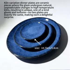 3-Piece Ceramic Plate Set, Cat Eye Design, Ideal for Restaurant Kitchen, Sushi, Desserts, Cold Dishes, Japanese Cuisine, Perfect Gift
