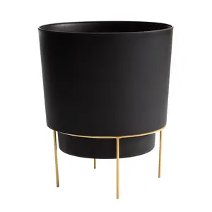 Bloem Hopson Planter with Metal Gold Stand: 14"