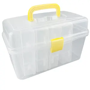 Transparent Storage Box System | 12" x 8" x 7-1/2" (30.5 cm x 20.3 cm x 19.1 cm) Outer Box | Includes 4 Stackable Boxes | Padlock-Ready | Ideal for Crafts & Tools  - TJ-16439