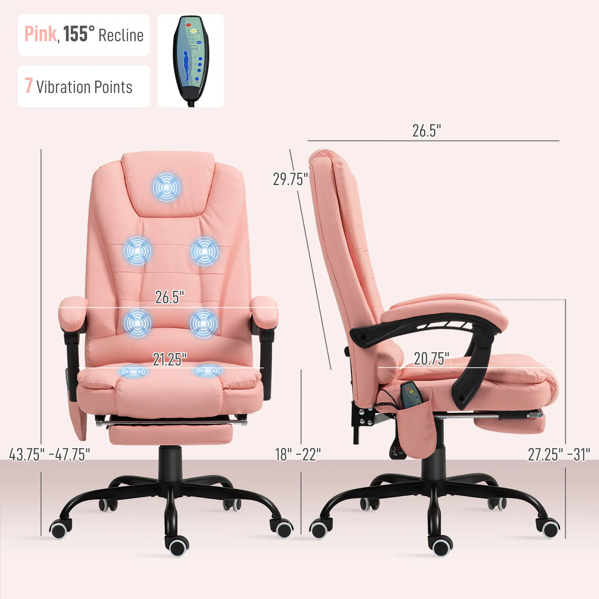 Pink, 155° Recline