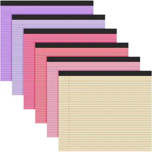 6 Pcs 11" x 9.5" Legal Pads College Ruled Landscape Horizontal Lined Notebooks 80 Gsm Assorted Pastel Color Paper Writing Pads 40 Sheets for School Office (Happiness Color)