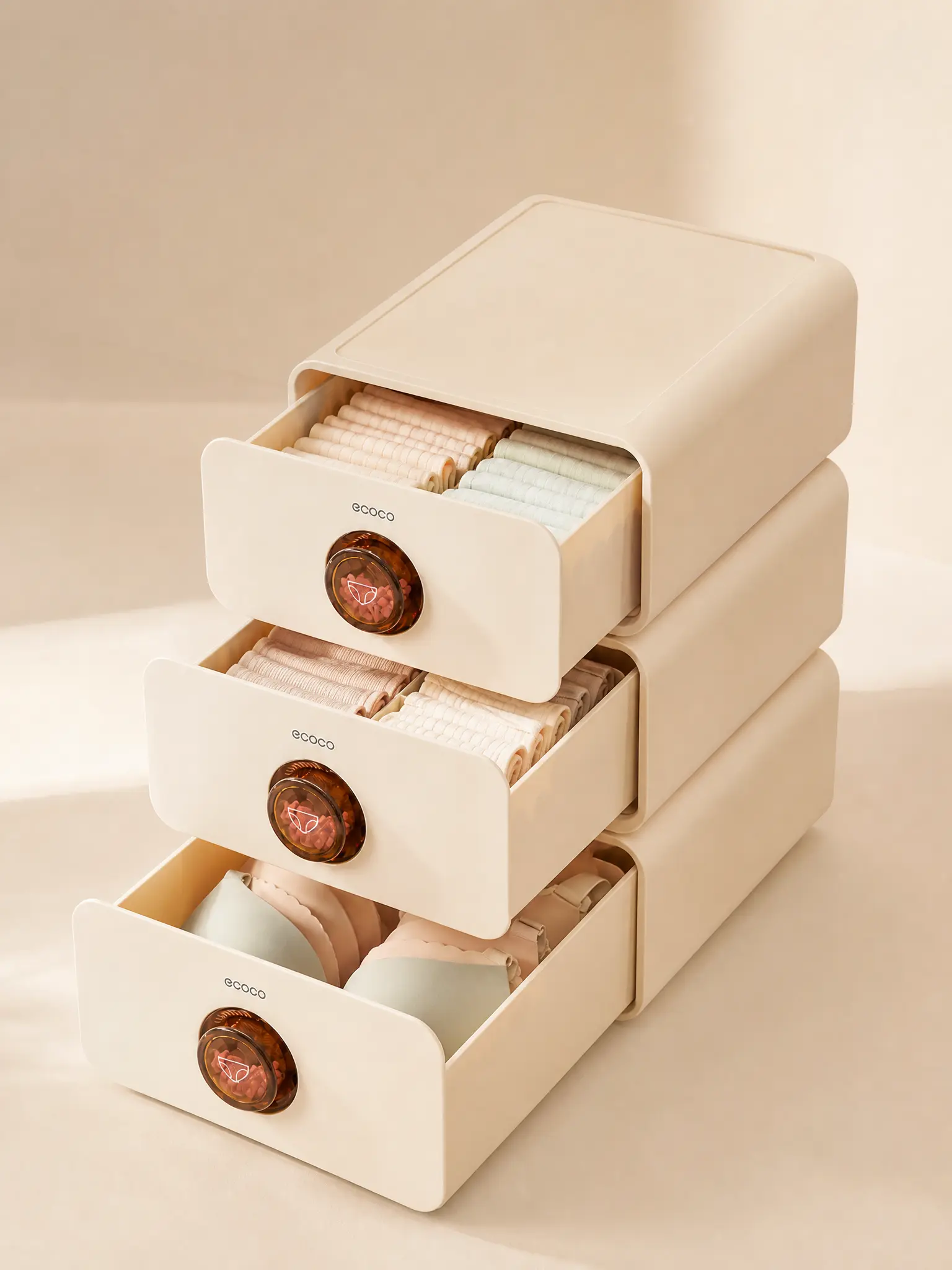 Ecoco Stackable Underwear Organizer with Scented Pull-Out Drawers for Bras, Panties & Socks, Closet & Dorm Storage