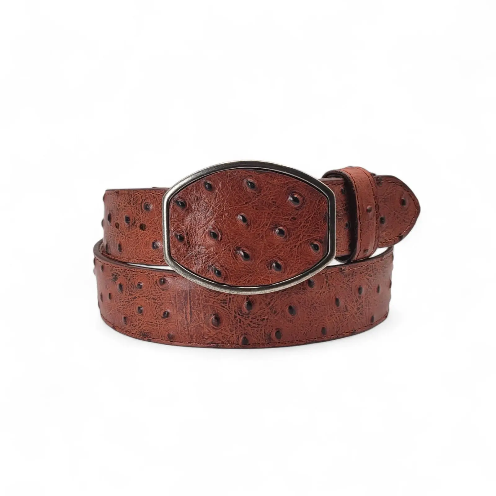 Men’s 2” Ostrich Print Western Leather Belt Shedron – Classic Cowboy Style HC-127