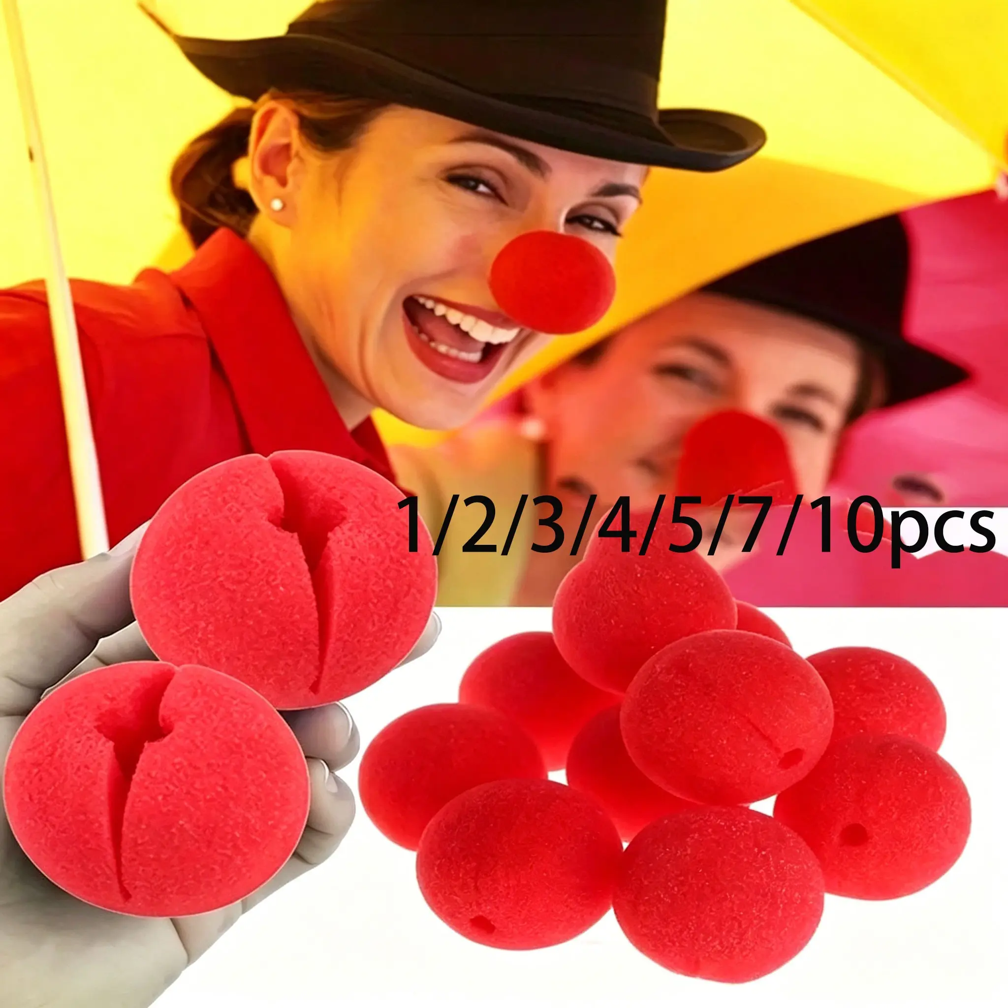 1/2/3/4/5/7/10pcs Sponge Clown Nose, Nose for Carnival, Circus, Soft Sponge Props for Magic Show, Costume Accessories, Adult Party Decorations, Party Photo Prop, Party Accessory