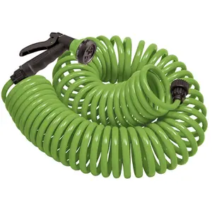 Orbit 7015310 0.375 in. x 25 ft. Green Coil Garden Hose Combo with ABS Threads, Quick Deploy, and Returns Shape