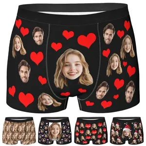 BARLEY ONE Click “Shop Chat”, Send Photos, Personalized Underwear for Men with Face Custom Face Boxers Customized Boxer Briefs Funny Gifts for Him Husband Boyfriend, 01