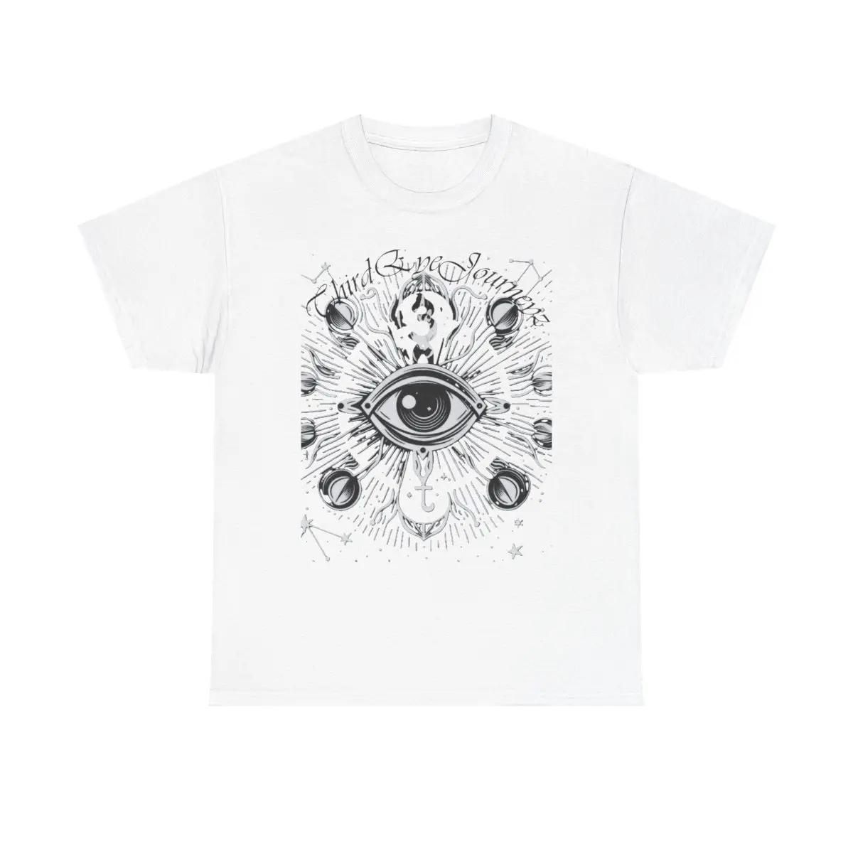 Spiritual Third Eye Tee, Unisex Cotton Tshirt, Meditation Shirt, Yoga Apparel, Mindfulness Gift, Chakra Clothing Collar Knit Menswear Top Casual Fabric T-Shirt Classic