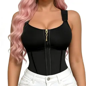 Waist Shapewear for Women 17-Bone Zip-Front Girdle with Bra Tummy Control Adjustable Straps Workout Shapewear Total Control