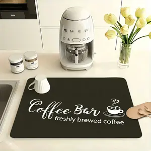 Multi-Functional Kitchen Table Mat, Coffee Letter Print Rubber Coaster, Easy Clean, Waterproof, Non-Slip, Durable, Home Decor