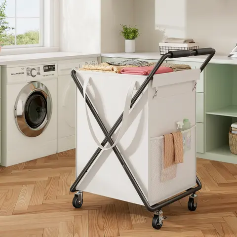 【Back to school】Dorm Essential, Raybee 170L/45 Gallons Laundry Basket With Wheels & Laundry Detergent Pocket,SUPER LARGE Laundry Hamper for Home & Laundryroom,Help you stay away from unpleasant sweat odors,Smooth like Chocolate,EZ Assemble