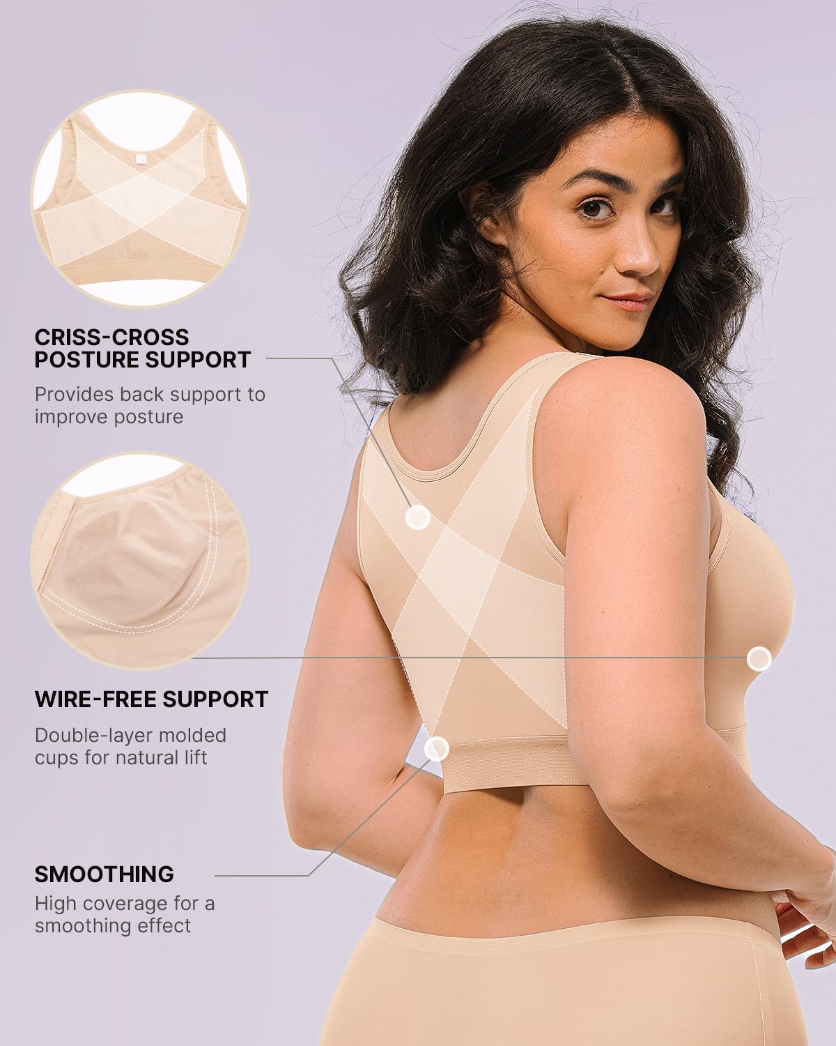 Shapellx Shapewear with bra Bare Essentials AirSlim Unlined Wireless Back Support Bra