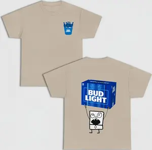 Doodlebob Bud Light Essential 2 Sided T-Shirt, Funny Drinking Beer T-Shirt, Summer T-Shirt, Full Color T-Shirt, Unisex T-Shirt, For Men, For Women, Gift For All Menswear Top