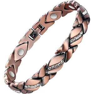 Magnetic Bracelet for Women Pure Copper 99% Strong Directional Magnet Energy Wristband Adjustable Spring Benefit Craft Set Exquisite Trendy Bracelet