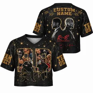 Personalized R&B Music Tour Inspired Mesh Crop Jersey – Custom Name Football Shirt, Women's Concert Festival Top, Hip Hop Streetwear