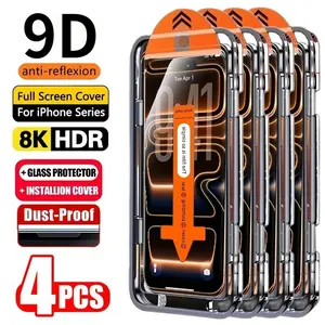 4-Pack Full Coverage HD Tempered Glass Screen Protector for iPhone Models, 9h Hardness Anti-Scratch Anti-Fingerprint, Shell Friendly