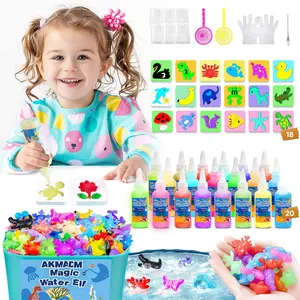 Magic Water Elf Toy Kit 20 Colors Water Gel Set with 18 Shape Molds for Kids DIY Aqua Marine Life Creative Fun Easy Assembly Handmade Water Toys