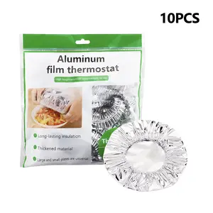 Aluminum Foil Food Covers 10 Pieces - Insulation Cover for Kitchen Dishes, Warmth Retention, Reusable and Stretchable, Fits Plates, Bowls, and Containers