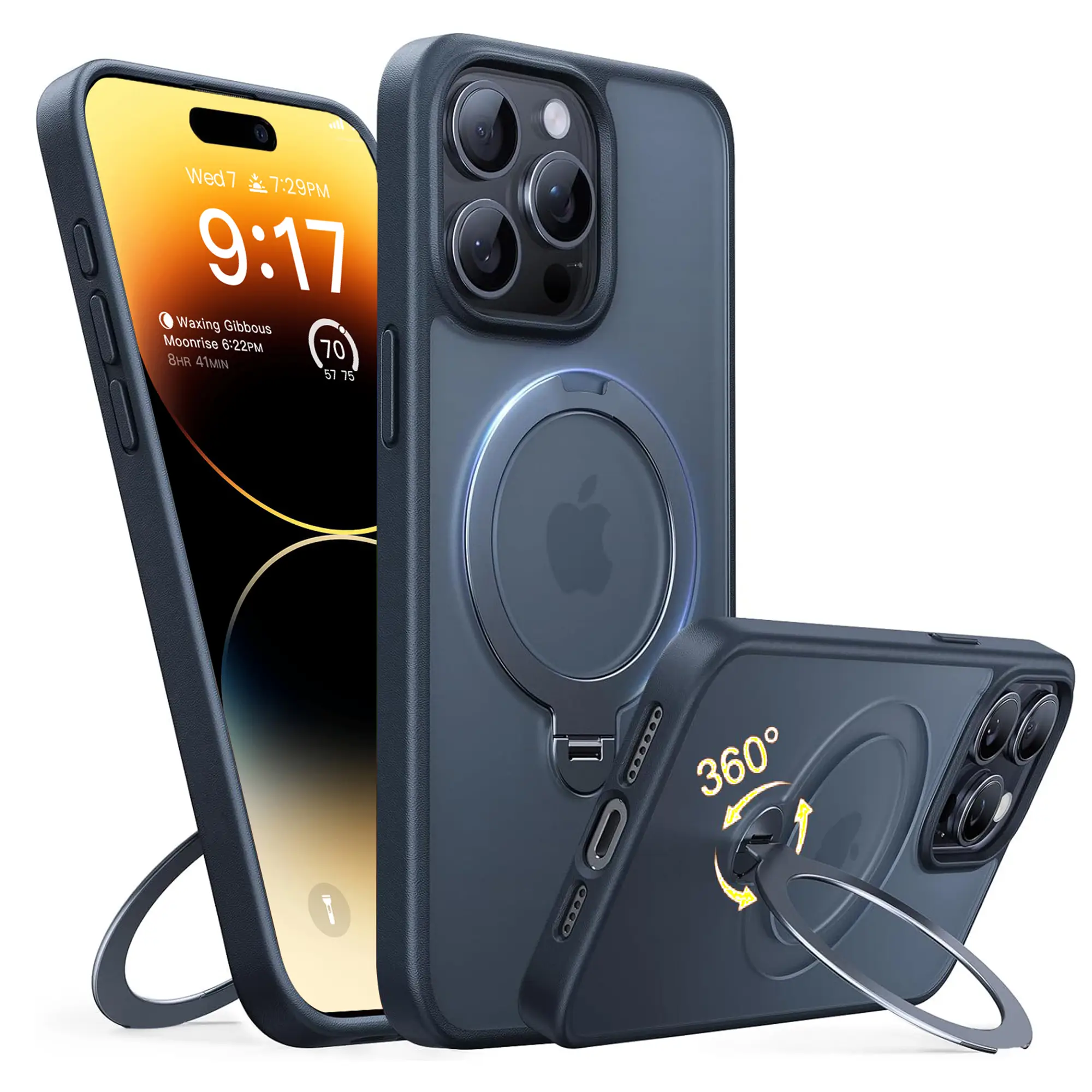 Upgraded 360° Spin Magnetic Stand Phone Case, Support Magsafe,Translucent Slim Soft Edge Accessories Wireless