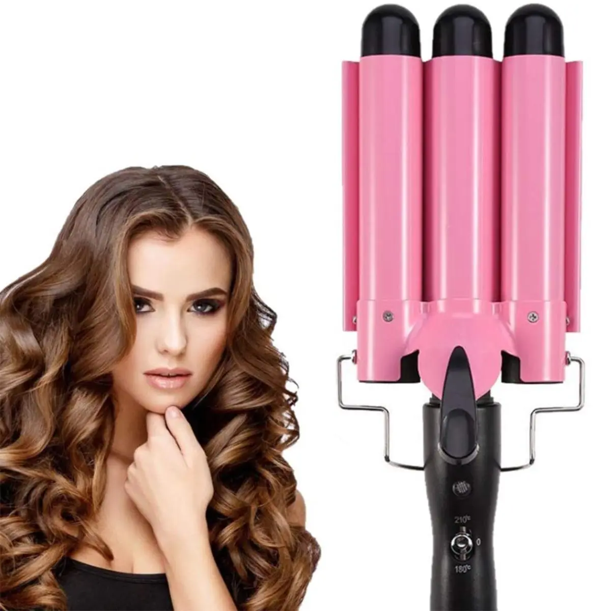 3 Barrel Curling Iron - Professional  Curling Wand with Two Temperature Control, Fast Heating Portable Crimpers for Waving Hair curler Plug Comfort