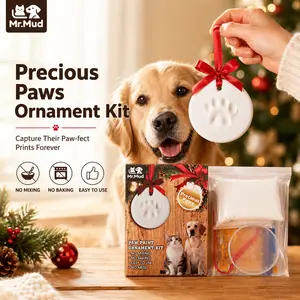 Paw Print Ornament Kit - Premium Pet Keepsake Clay Footprint Maker for Dogs & Cats | No Bake, No Mixing, Mess-Free DIY Keepsake | Perfect Christmas Tree Decoration & Pet Memorial Gift