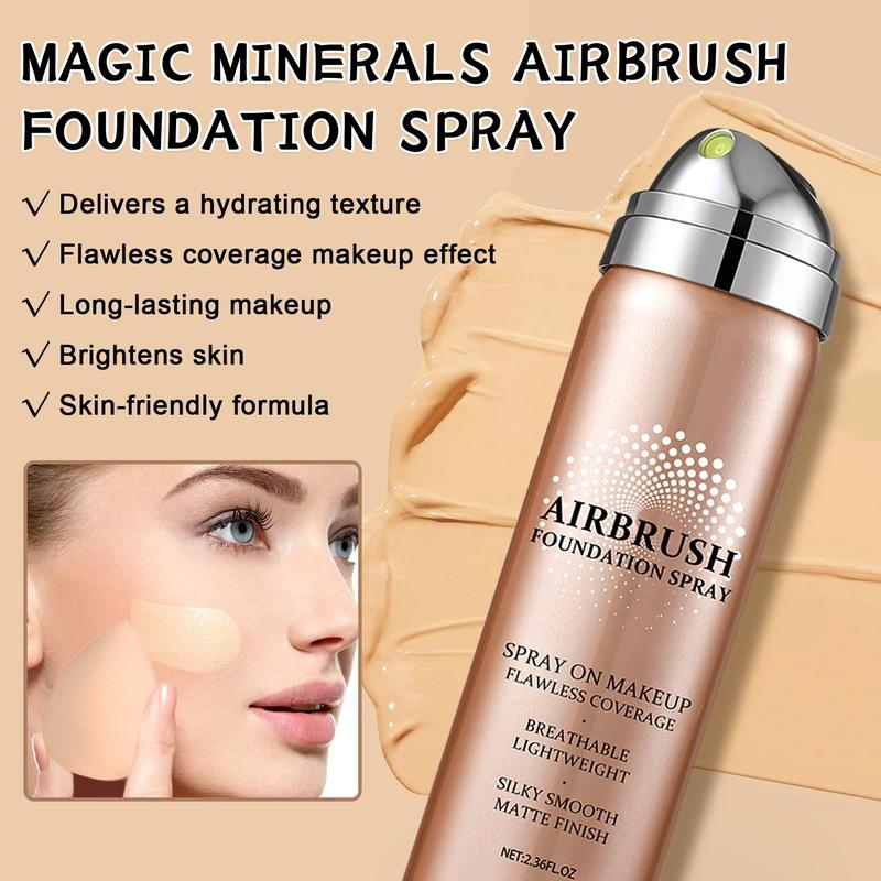 QIUFSSE 2Pcs Airbrush Foundation Makeup Spray Full Coverage Foundation for Mature Skin,Long-lasting Airbrush Flawless Setting Spray,Waterproof Foundation for Smooth Radiant Skin