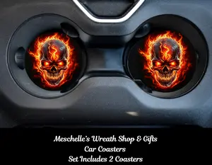 Flaming Skull Car Coasters - Upgrade Your Car Interior with Stylish and Functional Car Coasters