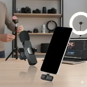 Professional Wireless Microphone: Noise-Cancelling, USB-C Plug & Play. Perfect for Smartphone Apps, YouTube, Live Streaming, Vlogging, Interviews & Camera Use. Compact & Portable for TikTok & Social Media.
