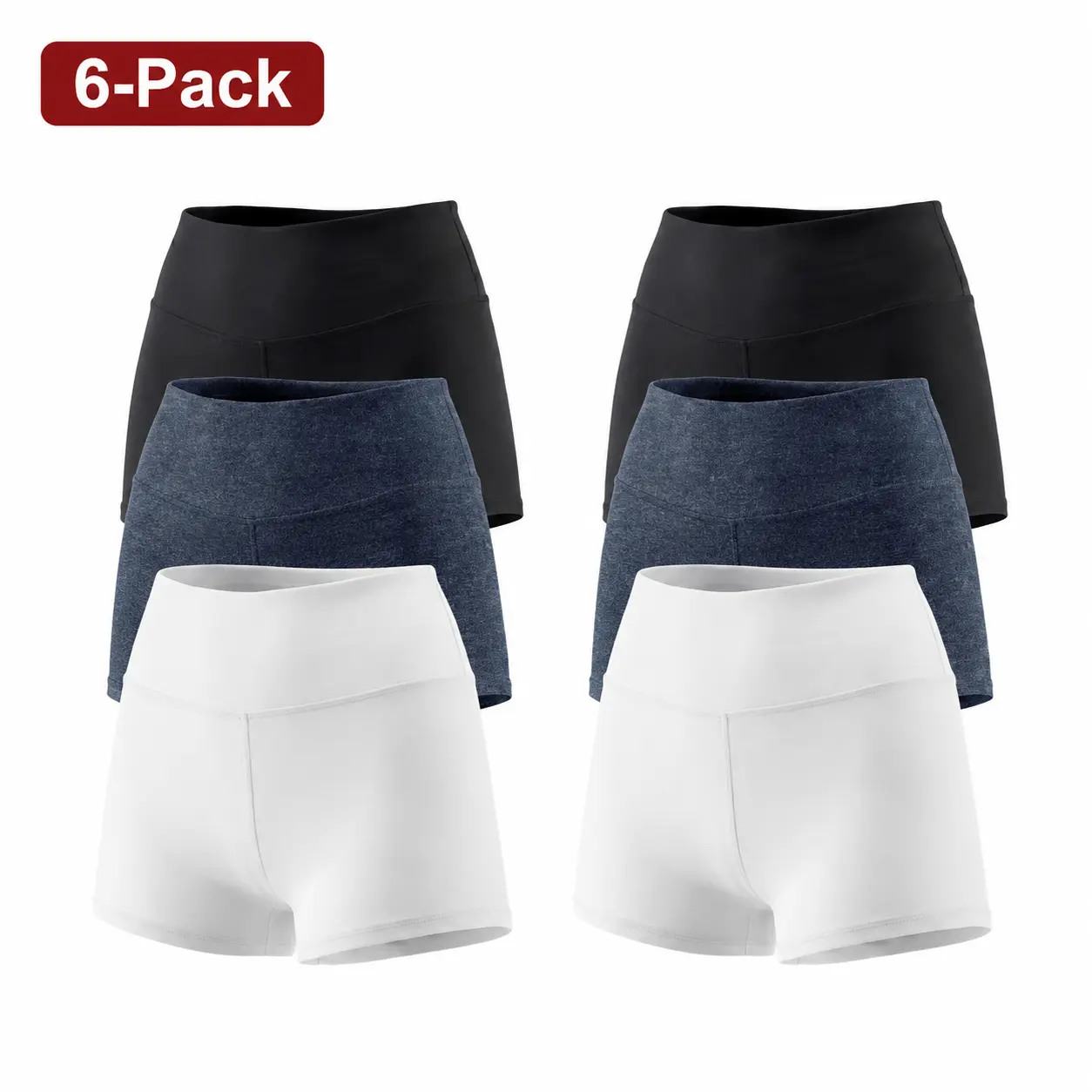 SHOWITTY 6-Pack Womens Under Dress Slip Shorts – High Waisted Tummy Control Safety Shorts, Anti-Chafing Stretch Shorts for Dresses, Skirts & Everyday Wear