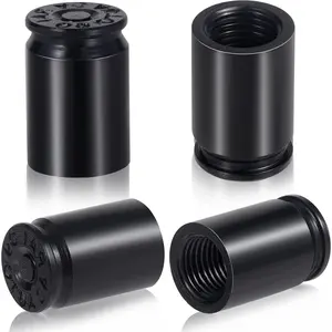 4PCS Black Bullet Valve Stem Caps – Universal Aluminum Alloy Dustproof Tire Valve Covers for Cars, SUVs, Trucks, Bikes and Motorcycles